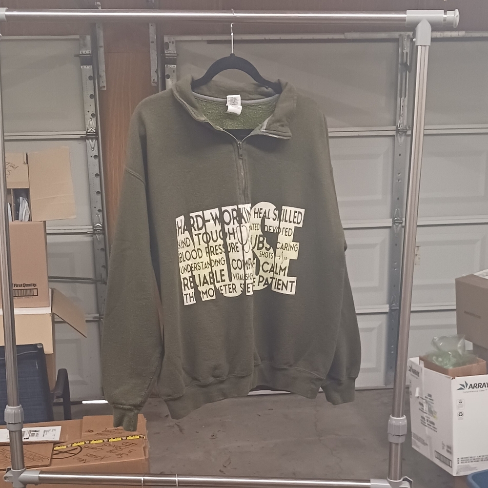 Womens Olive Green Half-Zip Sweatshirt